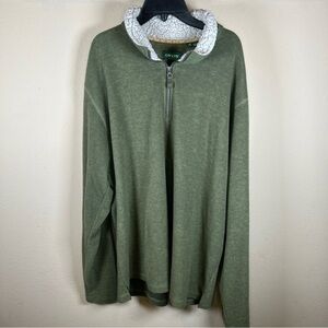 Orvis Men’s XL 1/4 Zip Fleece Long Sleeve Pullover Sweater Green Sherpa Collar